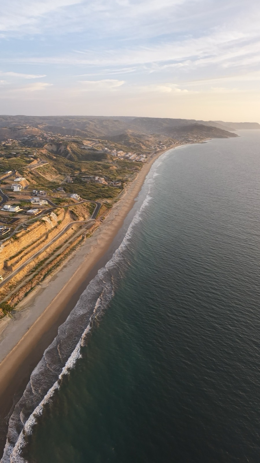 Playa Alta from the air at golden hour
